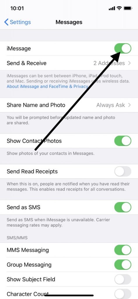 Ajuste los iMessages si están fuera de servicio