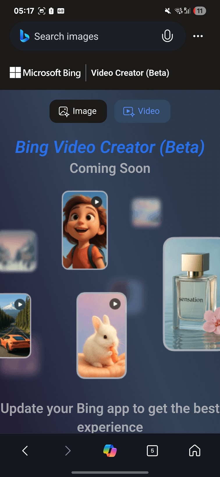 Bing Video Creator en Android