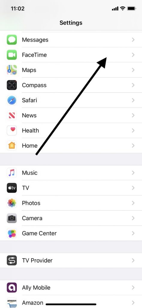 Verifique FaceTime a través de la configuración
