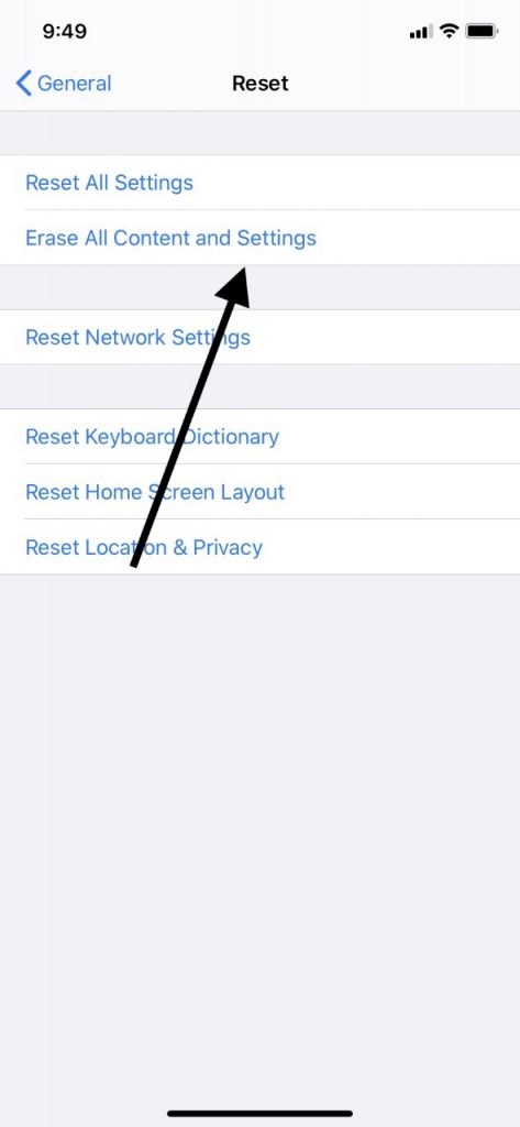Borrar todo el contenido y la configuración para acelerar el iPad