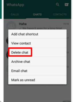 Chat de eliminación de whatsapp 