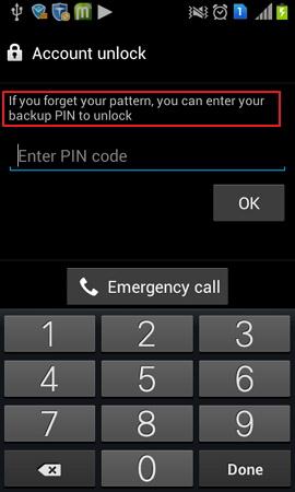 Desbloquear el teléfono LG con PIN de copia de seguridad