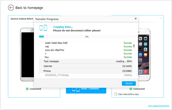 Comience a transferir mensajes de LG a iPhone