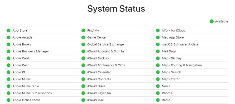iPhone no puede verificar la actualización de la página de estado del sistema de Apple