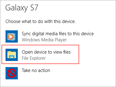 Realice una copia de seguridad de Android Tablet a PC a través de AutOplay