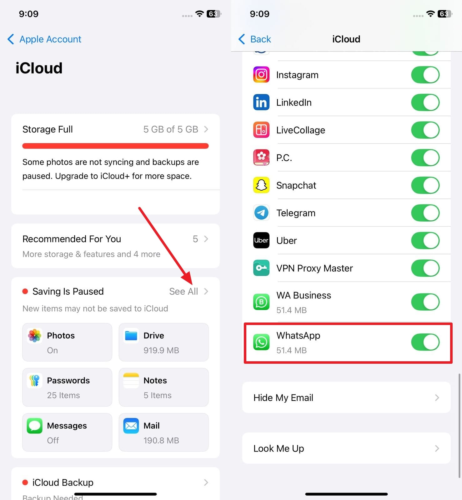 Habilitar la opción de copia de seguridad de WhatsApp