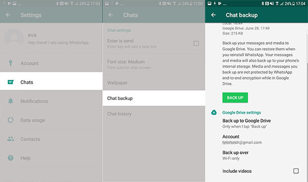 Haga una copia de seguridad de los mensajes de WhatsApp a Google Drive