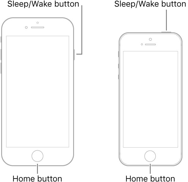 Botones para la fuerza reiniciar la serie iPhone 6 y iPhone SE