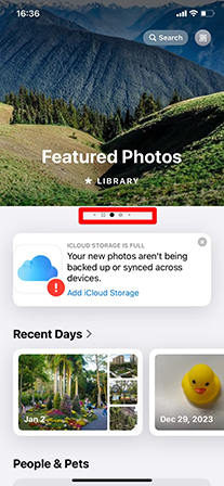 Vista de carrusel de iOS 18 
