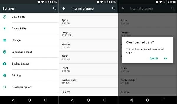 Cómo borrar el contenedor de reciclaje en Android limpiando el caché