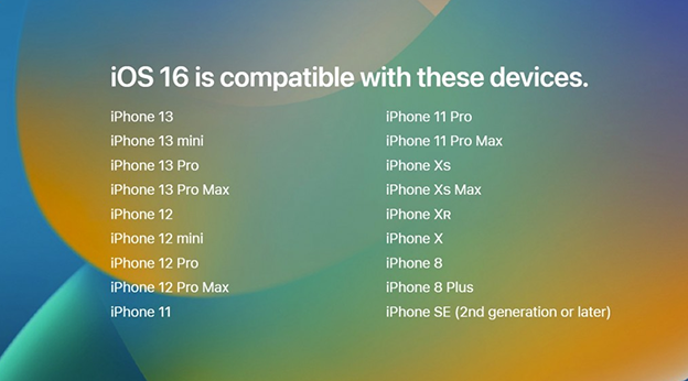Versiones compatibles de iPhone iOS 16