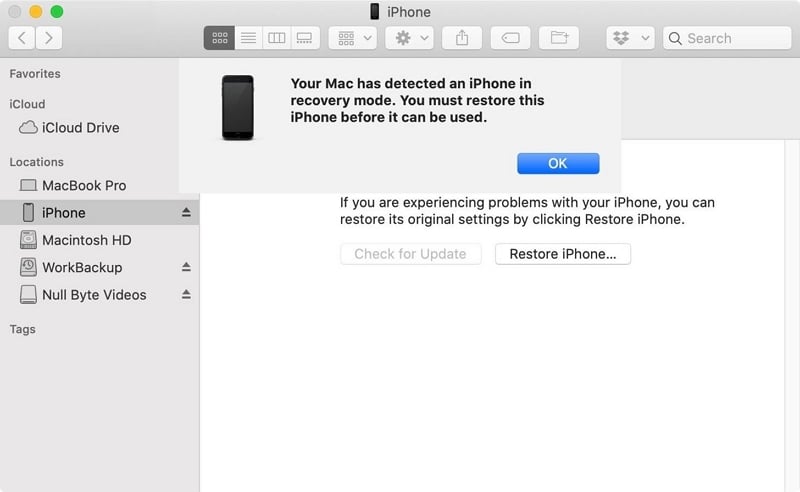 Restaurar iPhone en modo DFU 
