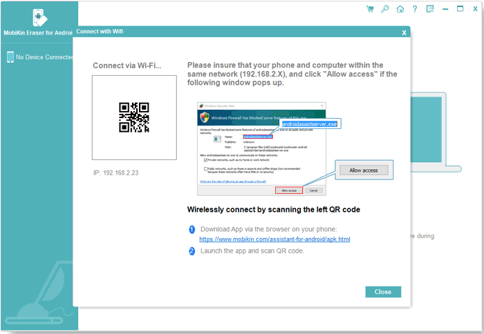 Conecte el borrador de datos de Android a través de Wi-Fi