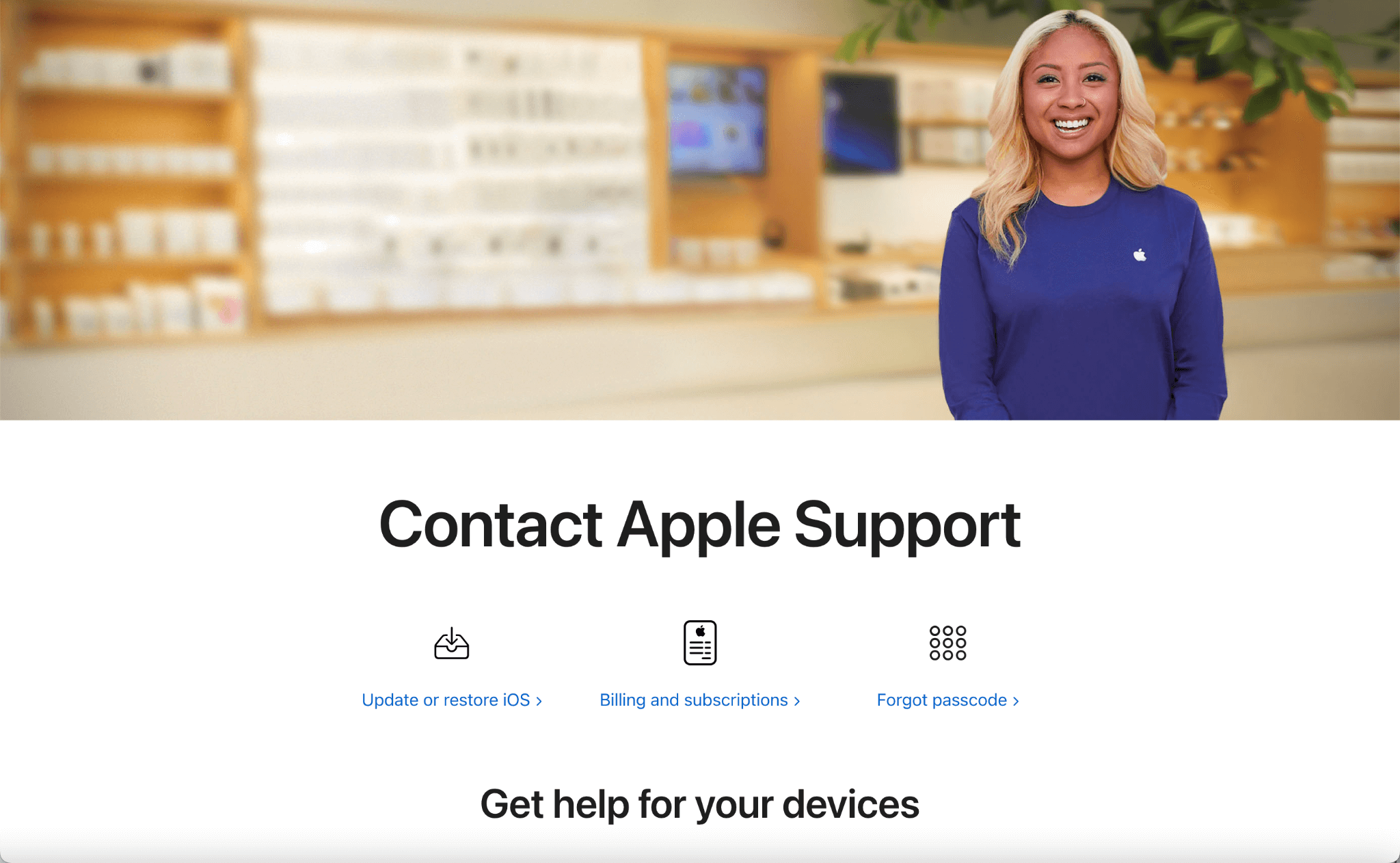 Póngase en contacto con el soporte de Apple