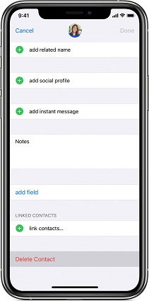 Eliminar un contacto de iPhone