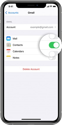 Borrar contactos de la cuenta de iPhone