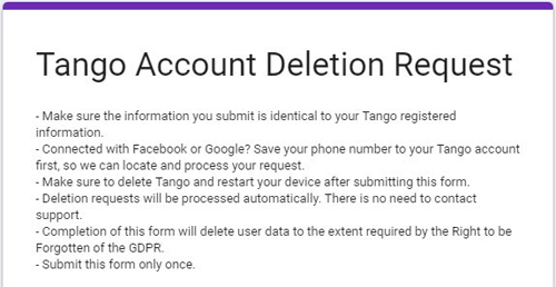 Eliminar la cuenta de tango del iPhone