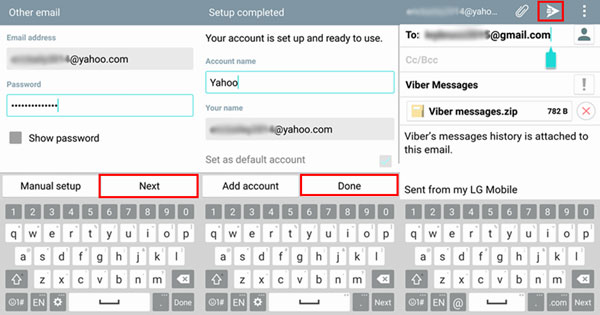 Historial de chat de Viber de correo electrónico