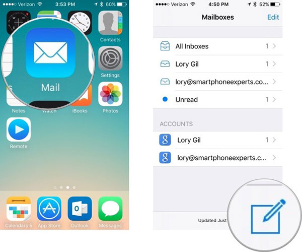 Cómo enviar fotos de iPhone por correo electrónico a través de la aplicación Correos