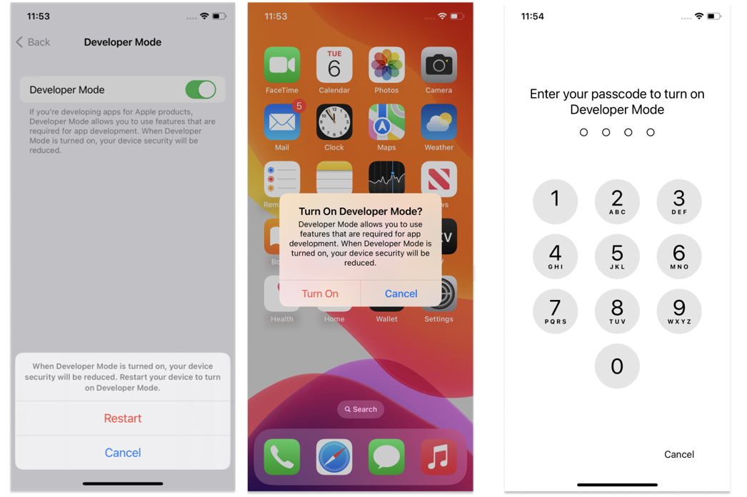 Enable developer mode in settings privacy security restart and turn on.png