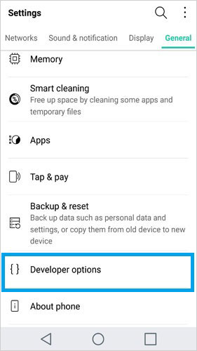 Abrir depuración USB en LG 4