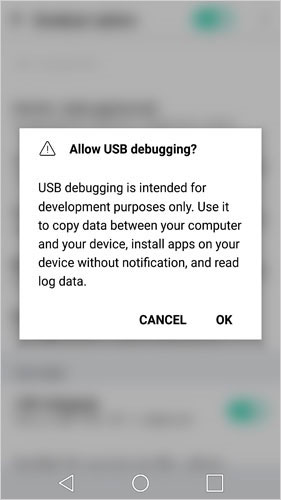 Abrir depuración USB en LG 5
