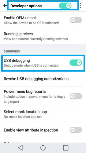 Abrir depuración USB en LG 6