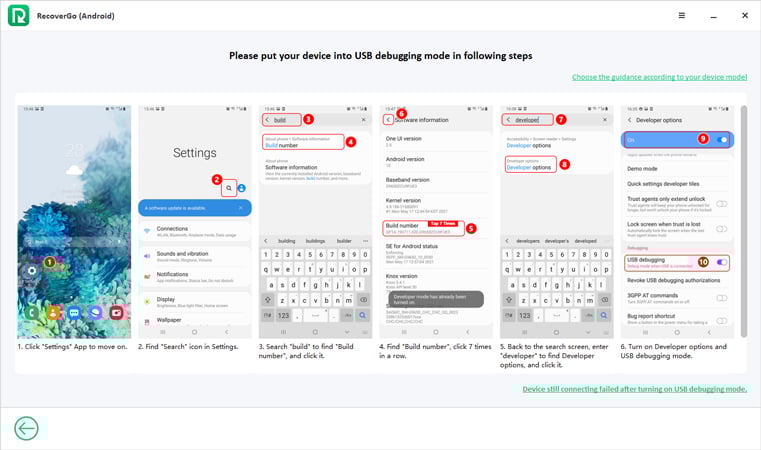 escanear datos Recovergo Android