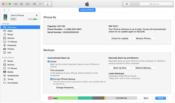 Realice una copia de seguridad de iPhone a través de iTunes