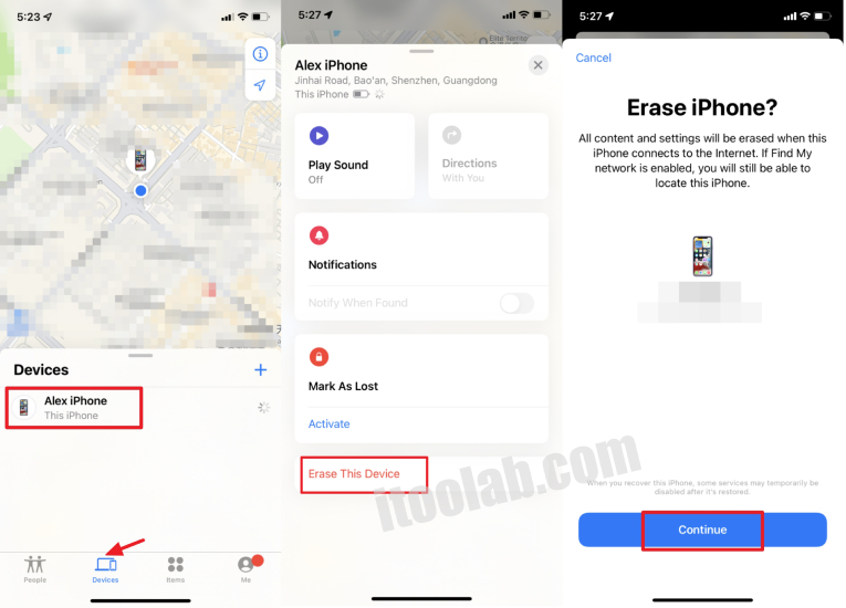 Encuentra la pestaña de los dispositivos de mi aplicación