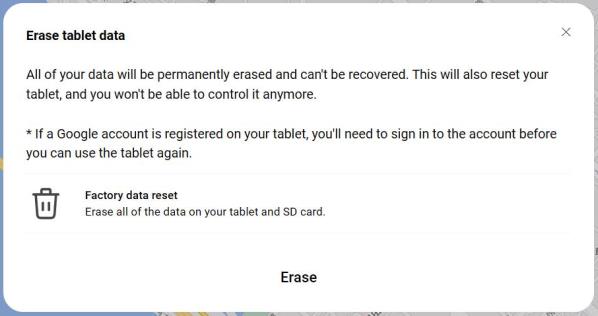 borrar la notificación de datos de la tableta