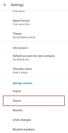 Contactos de exportación