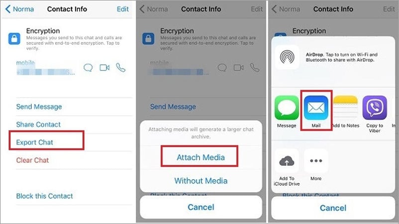 Exportar chat de whatsapp por correo electrónico