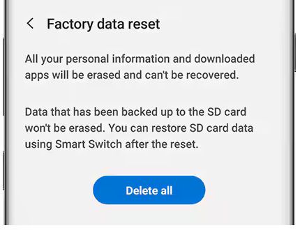 Restablecer el teléfono Android de fábrica