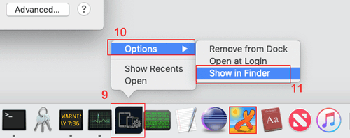 Mostrar el programa en Finder