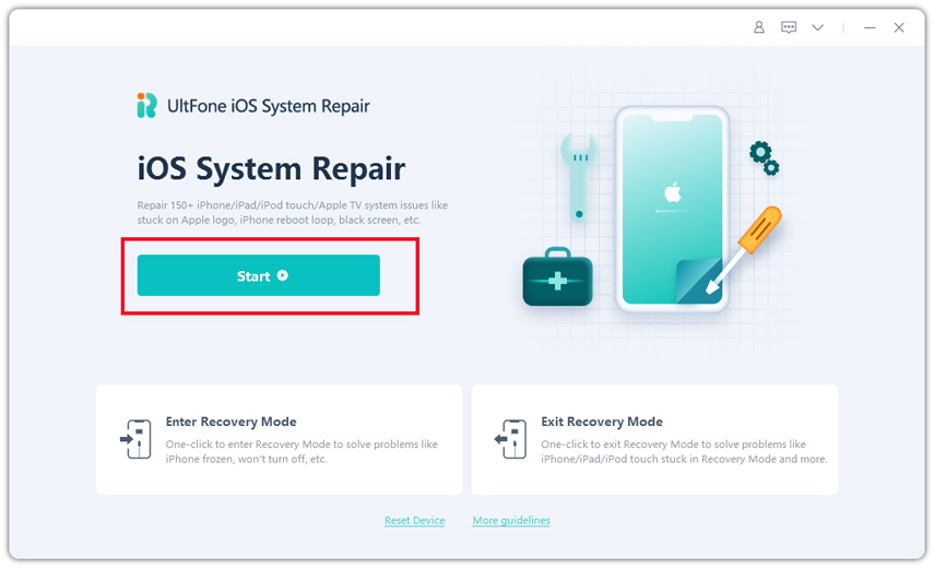 Reparar el sistema iOS para reparar la pantalla de la pantalla FaceTime que no funciona en iOS 15