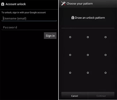 Desbloquee el bloqueo de patrones en Android a través de la función de patrones olvidados