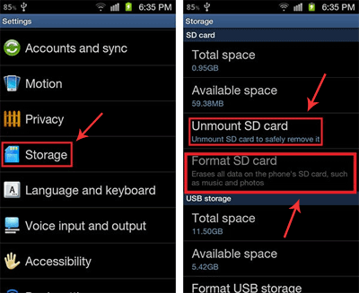 Eliminar archivos multimedia en la tarjeta SD