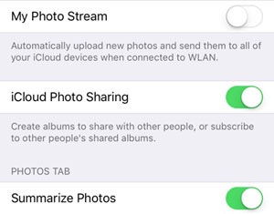 Desactivar la transmisión de fotos