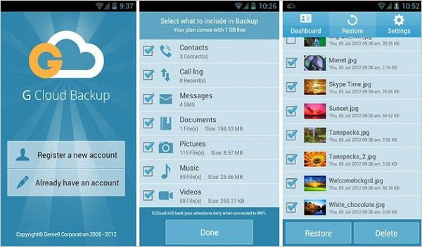 Copia de seguridad antes de la fábrica Restablecer Android a través de G Cloud Backup