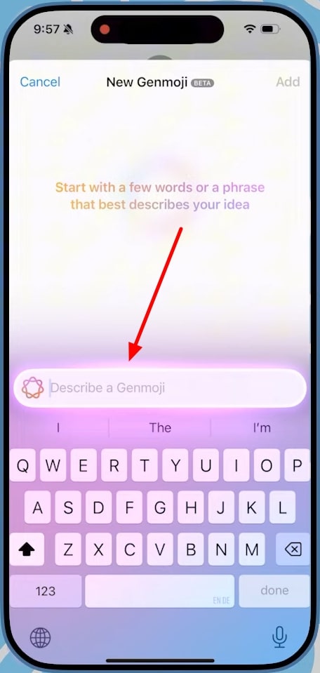 Describe emoji en la barra de texto