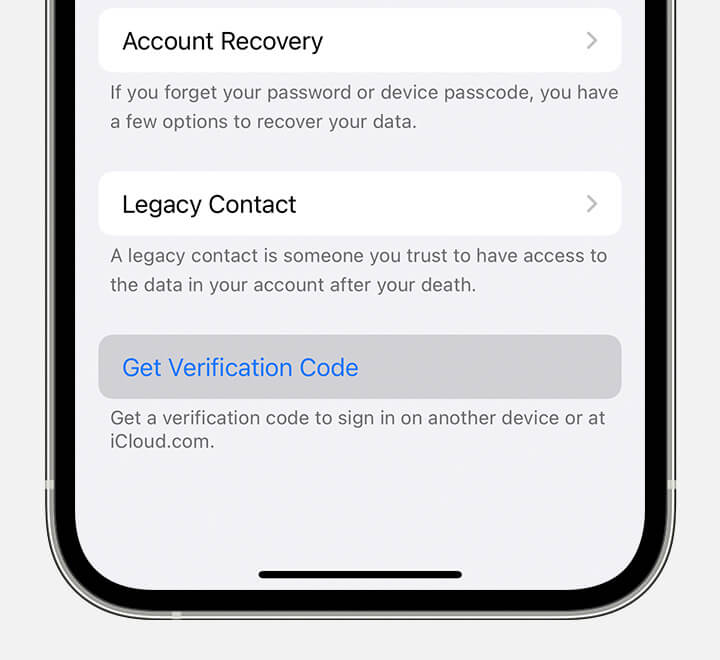 Obtenga un código de verificación de Apple