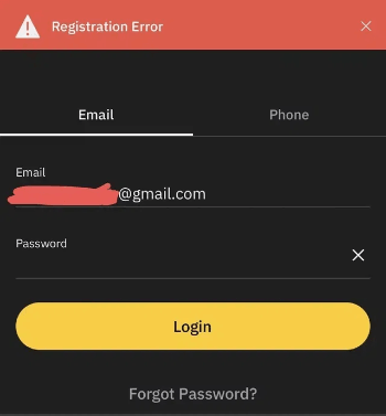 Error de registro de Grindr
