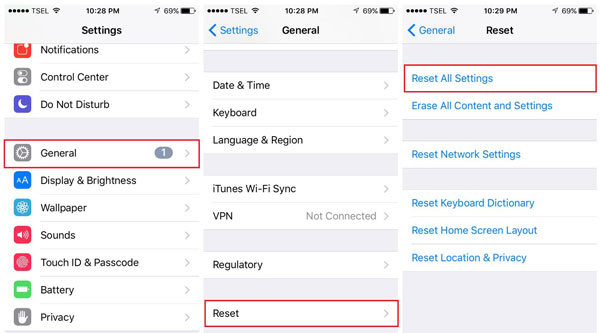 restablecer todas las configuraciones en iPhone