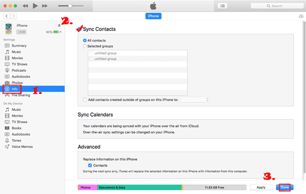 Restaurar contactos de Mac a iPhone