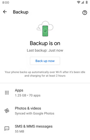 Cómo transferir SMS de Android a Android con Google Backup