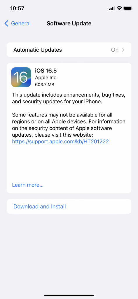 Actualización de software de iOS