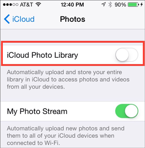 Habilitar la biblioteca de fotos de iCloud