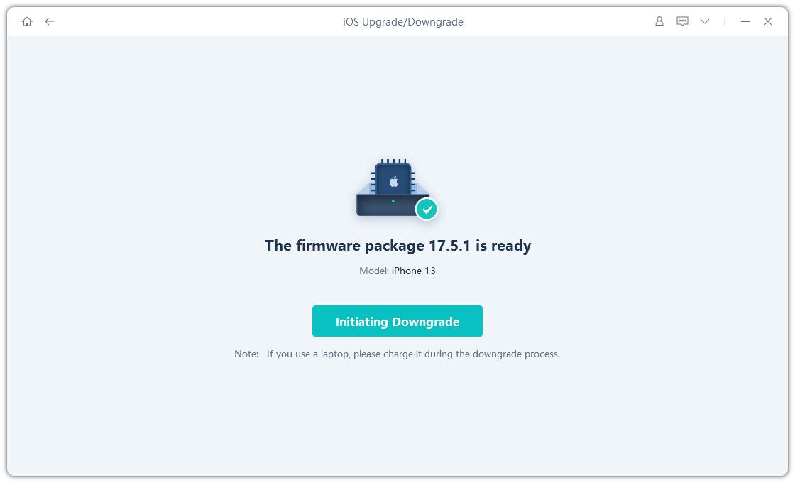 Cancelar iOS 17 mientras se descarga a través de la herramienta Ultfone Actualade/Rebegrade