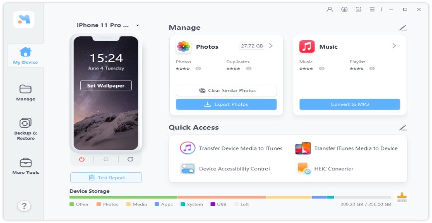 Interfaz del administrador de datos de iOS